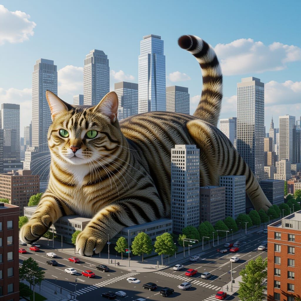 Catropolis: Giant Tabby Cat Over City