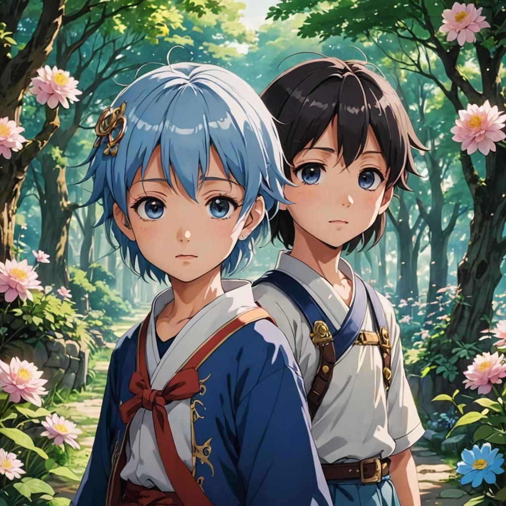 Innocent child and adolescent image of child anime fantasy