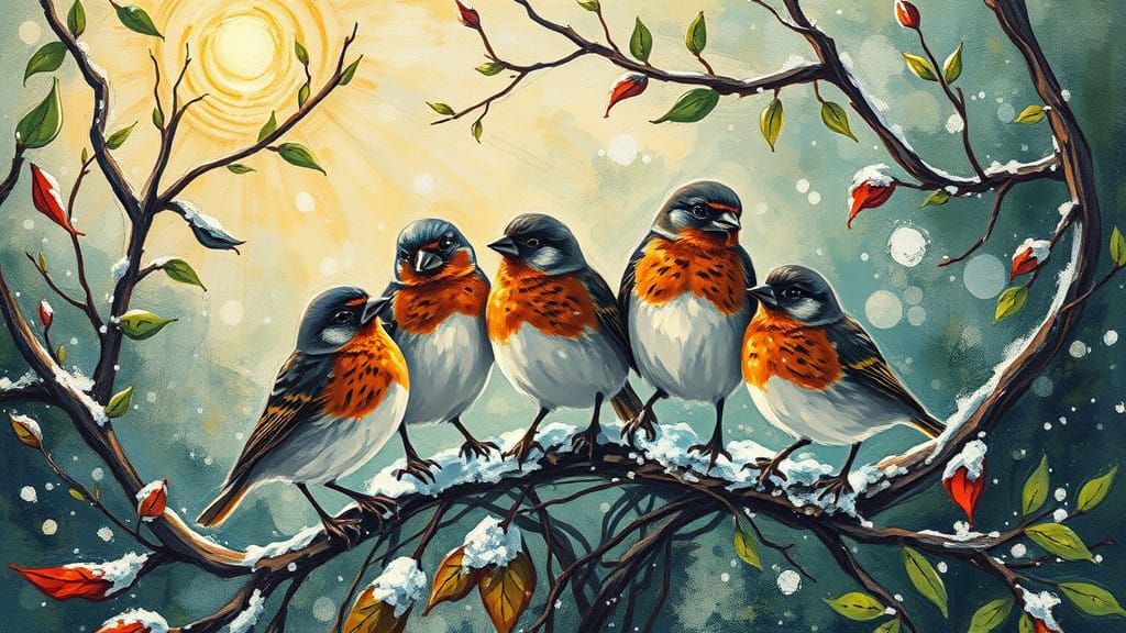 Whimsical Winter Scene in Expressive Style