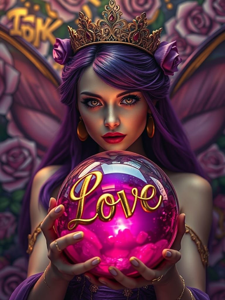 Regal Fairy in Graffiti Art, Hyperrealistic Portrait