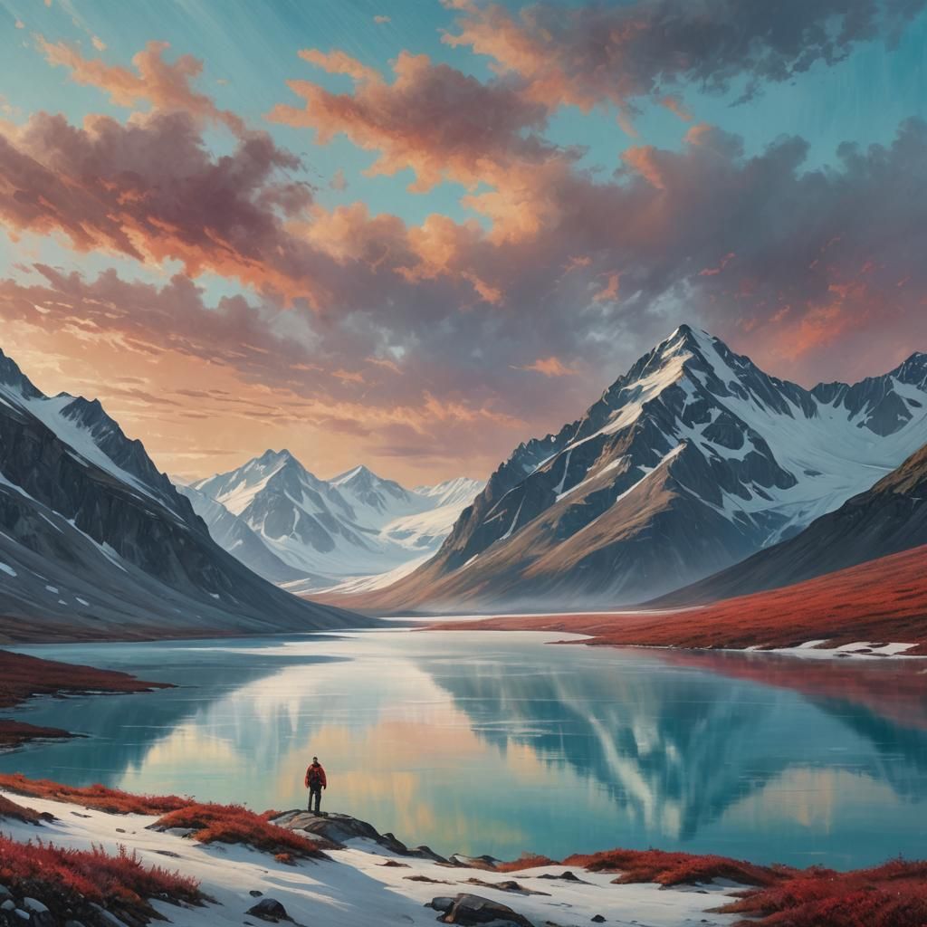 Gates of the Arctic: Hiker at Mountain Lake