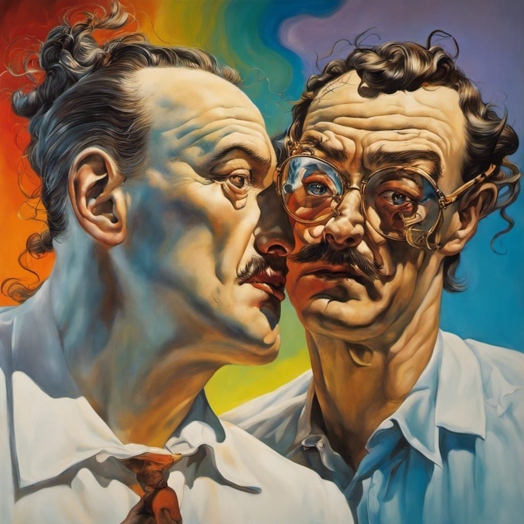 Surreal Best Friends in Hyperrealistic Style