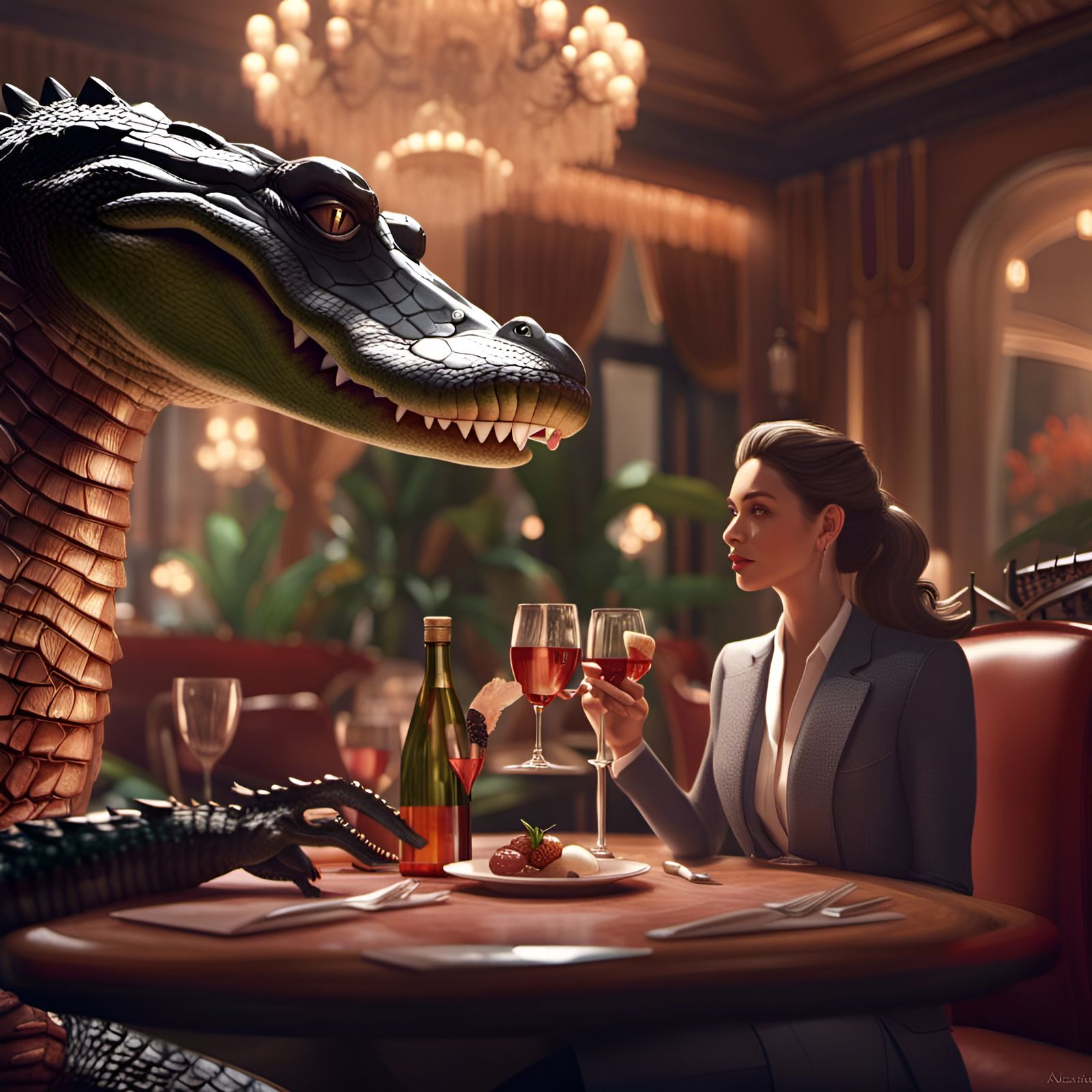 Alligator on a Date: High Concept Art