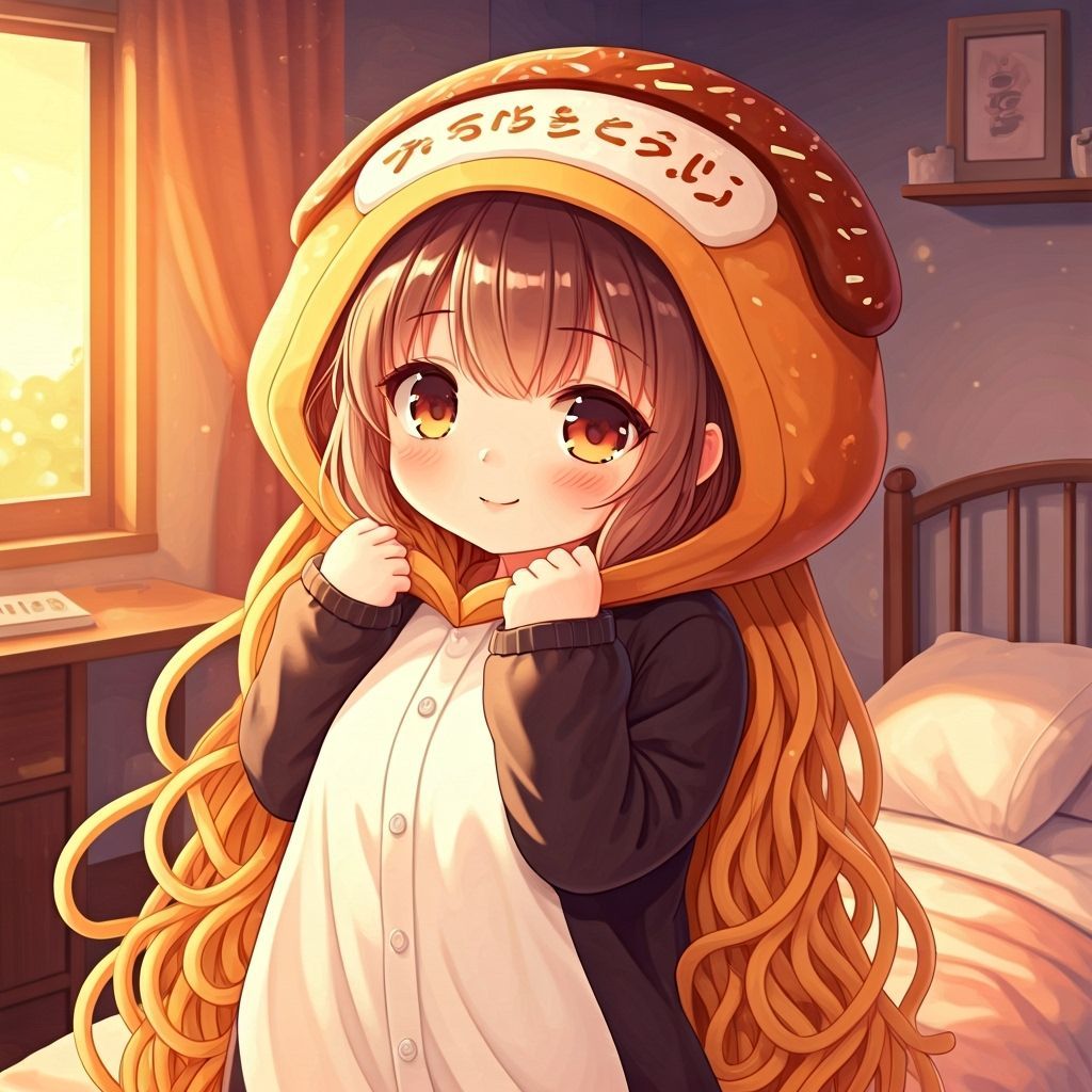 Cute Anime Girl in Yakisoba Bread Onesie