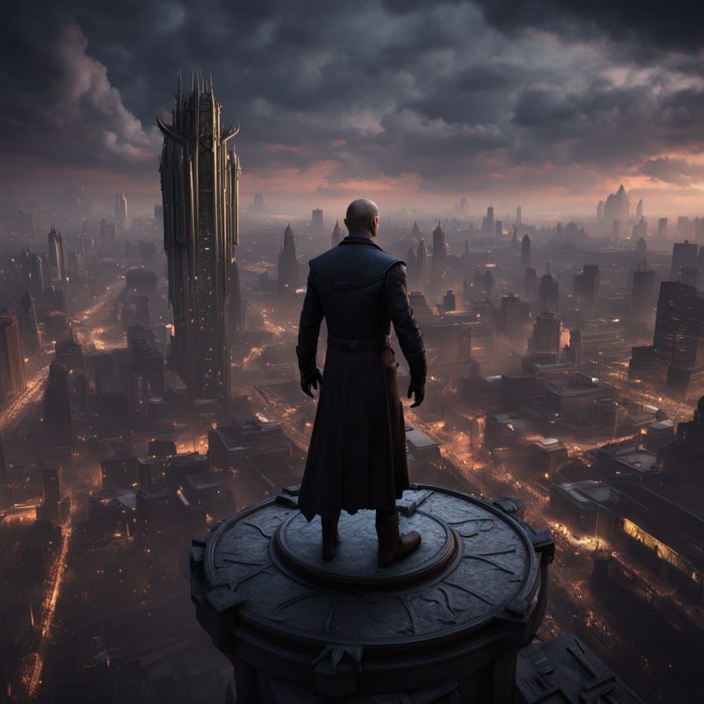 Vampire in Cityscape: Fantasy Concept Art