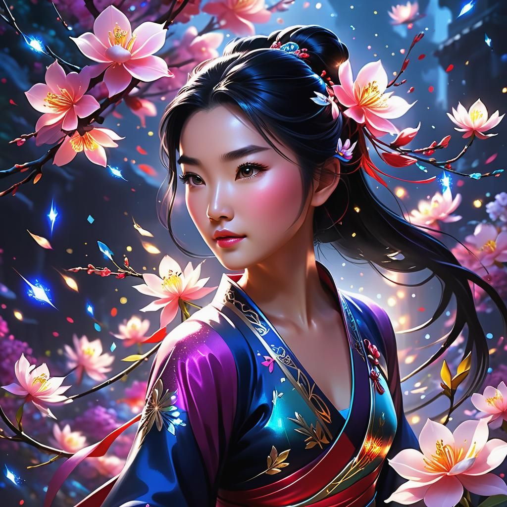 Glowing Magical Flowers in Hyperrealistic Style
