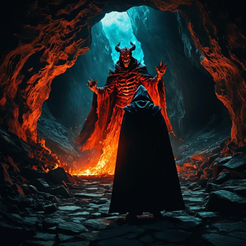 Mystical Demon Confrontation in Dark Fantasy Art