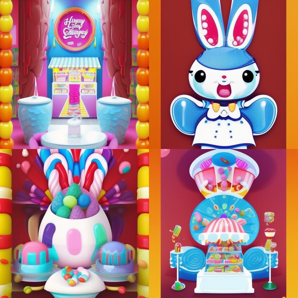 Colorful Fantasy Sweets Store in Candy Art Style
