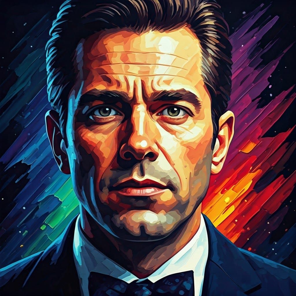 Cosmic Pop Art Portrait in Vibrant, Glowing Colors