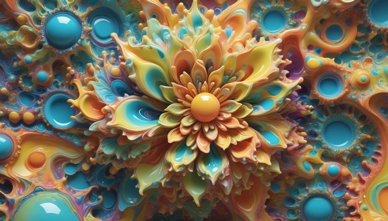 Abstract Ceramic Design in Day-Glo Rainbow Gradients