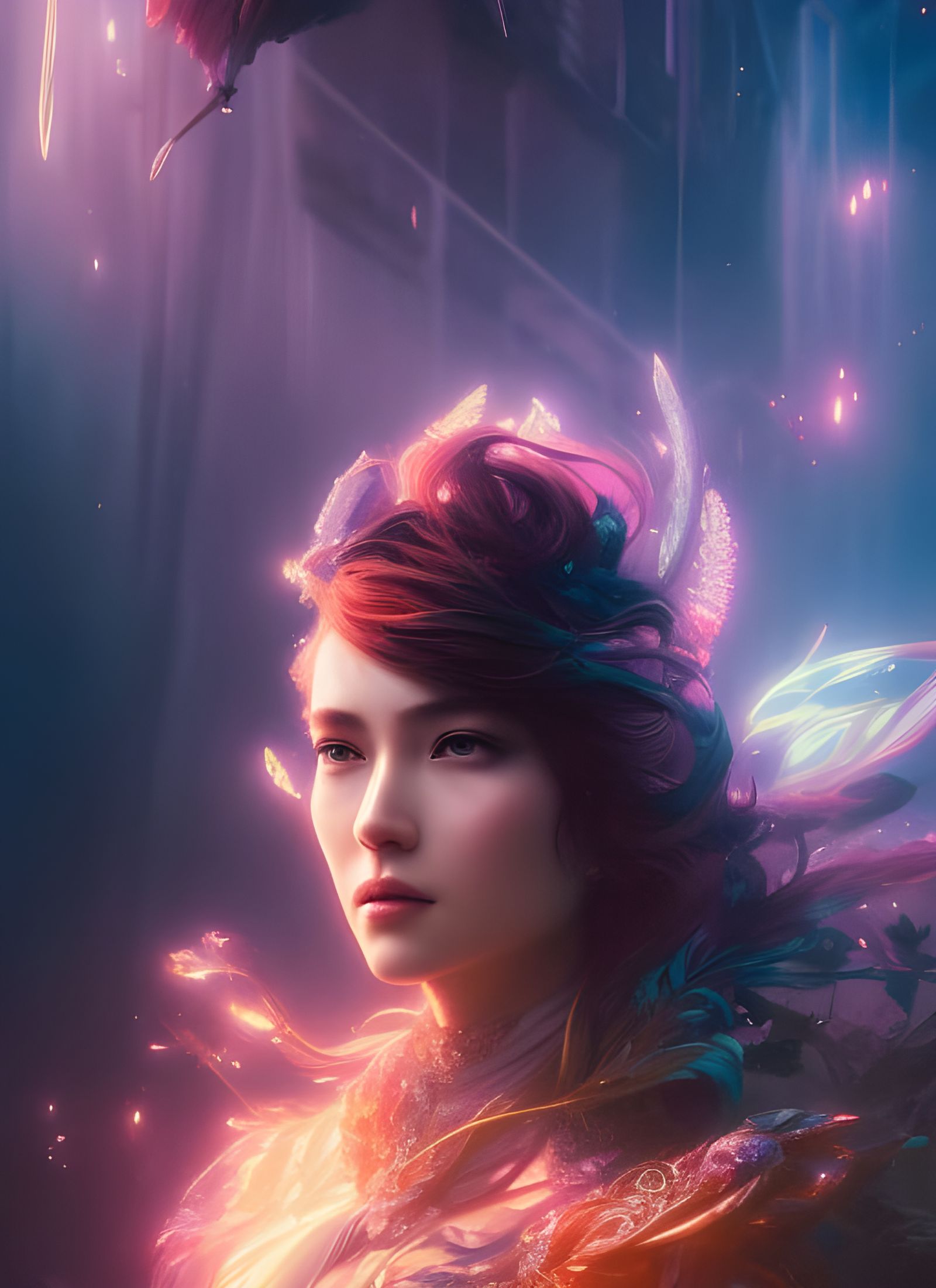 Neon Lilies in Hyper-Realistic Dreamscape