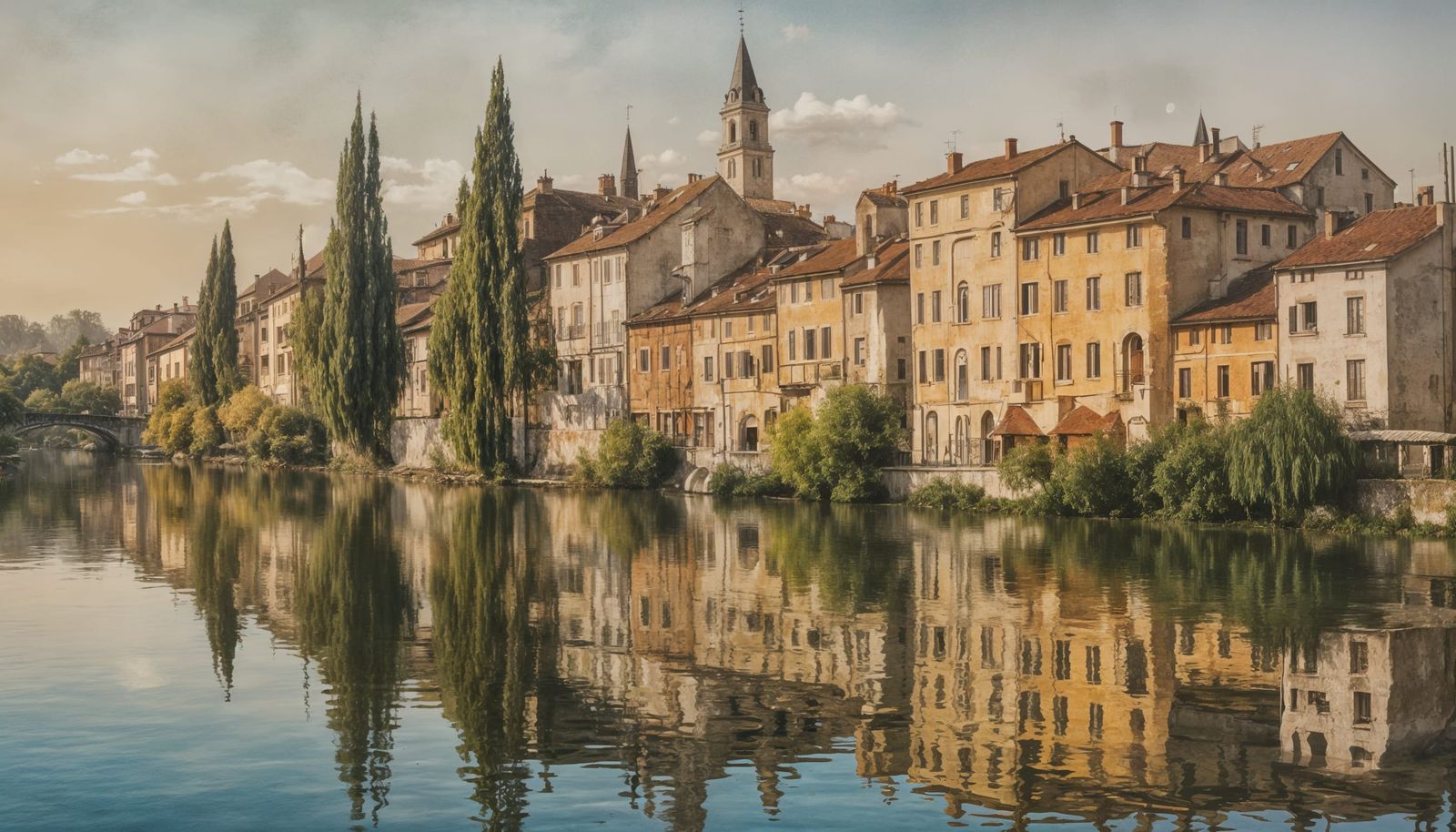 Idyllic Italian Townscape Under Golden Hour