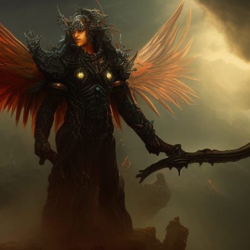 Dark Angel: Sad, Mad God in Detailed Matte Painting