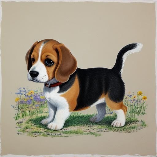 Beagle Puppy Art Inspired by Collage Techniques