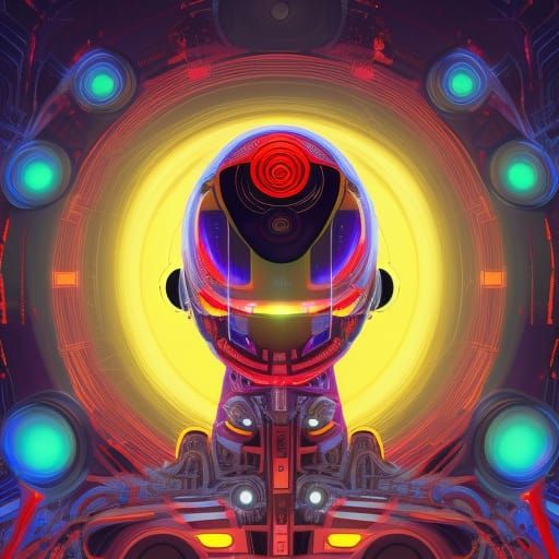 Robot Head Portal: Cyberpunk Sci-Fi Art