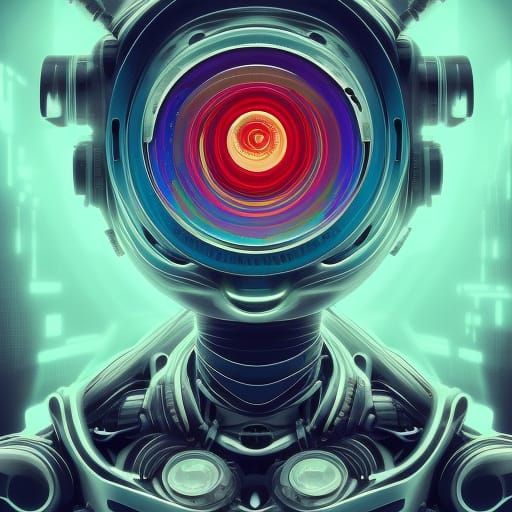 Robot Head Portal in Cyberpunk Style