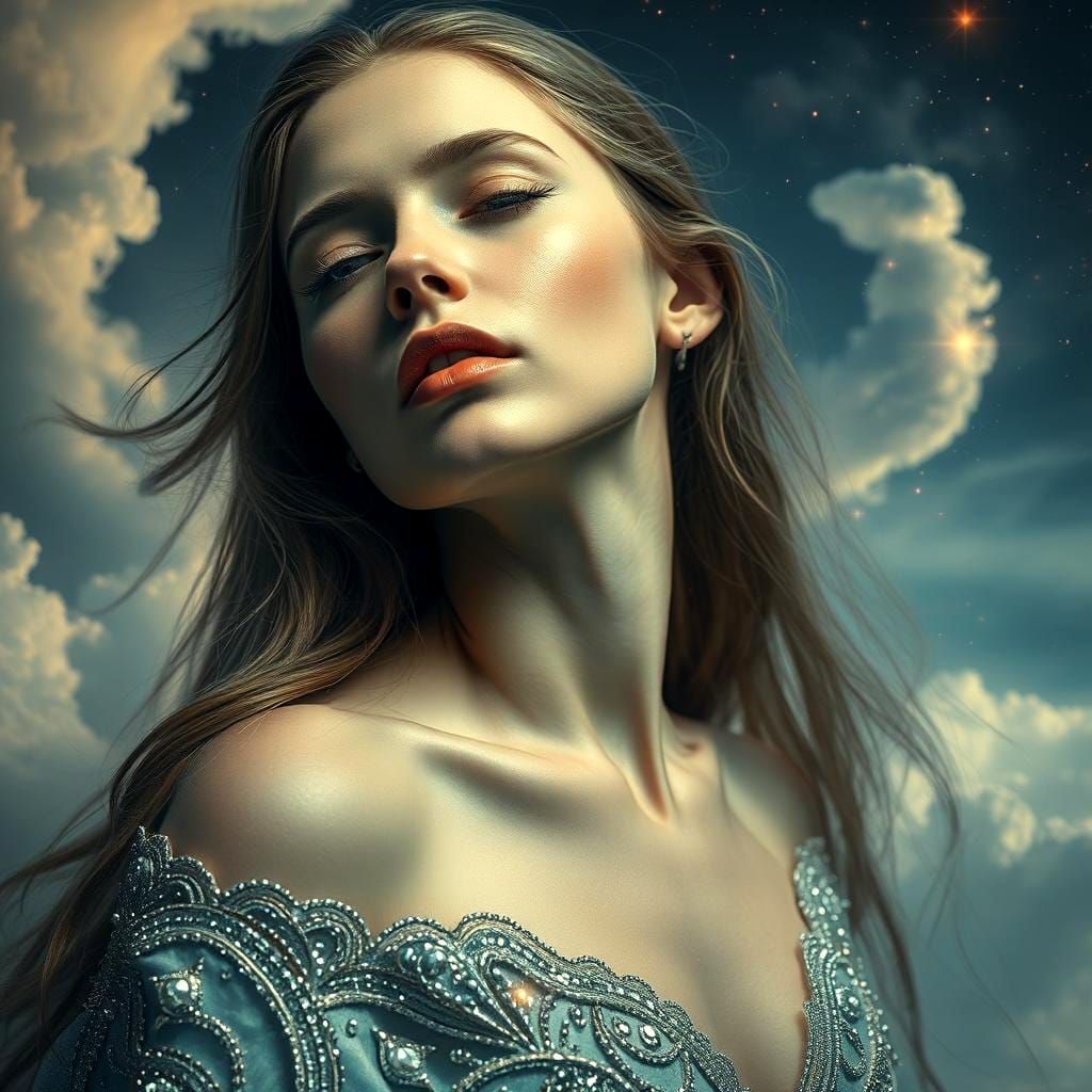 Hyperrealistic Woman Radiating Diamond-like Beauty