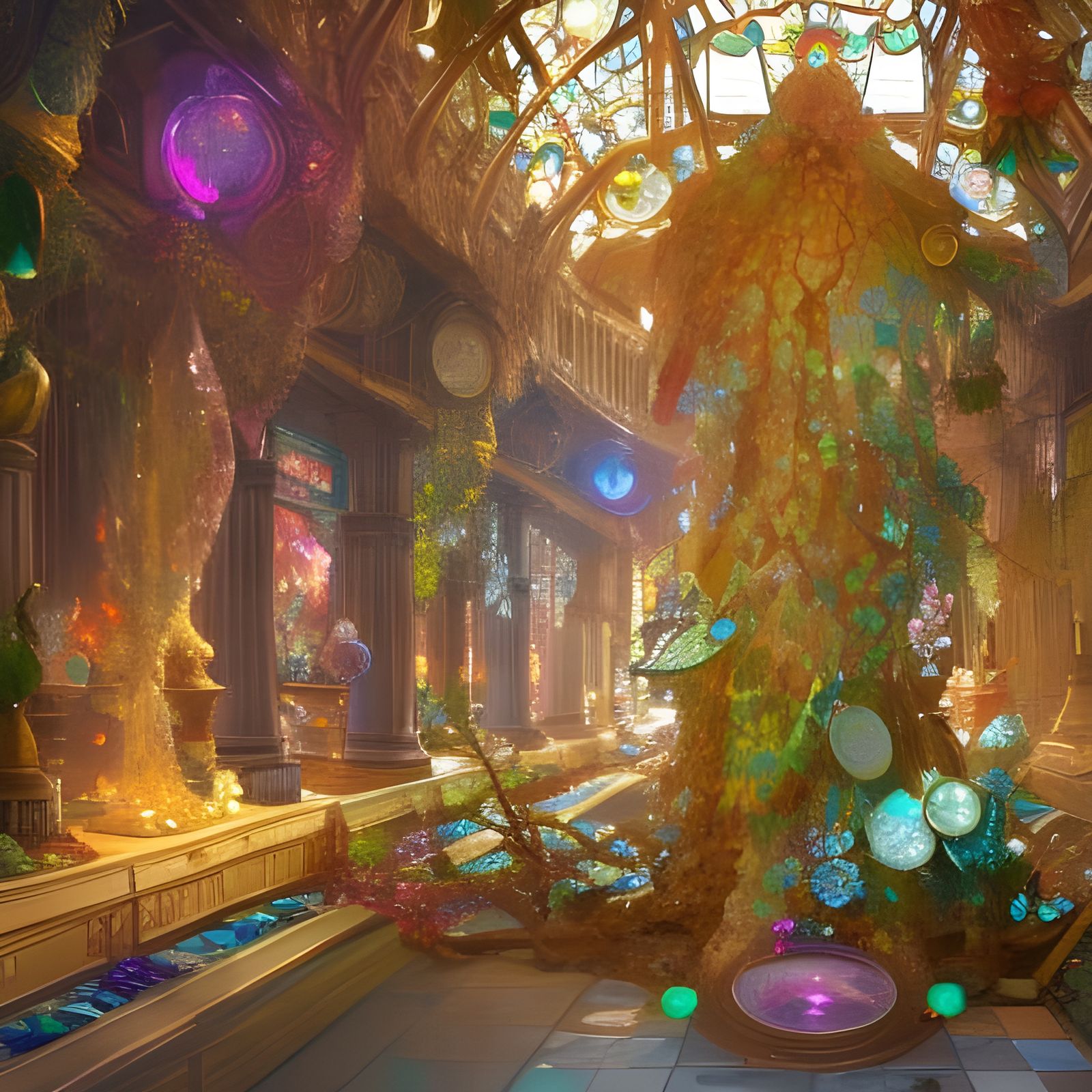 Jewel Tree in Crystal Shop, Hyperdetailed Concept Art