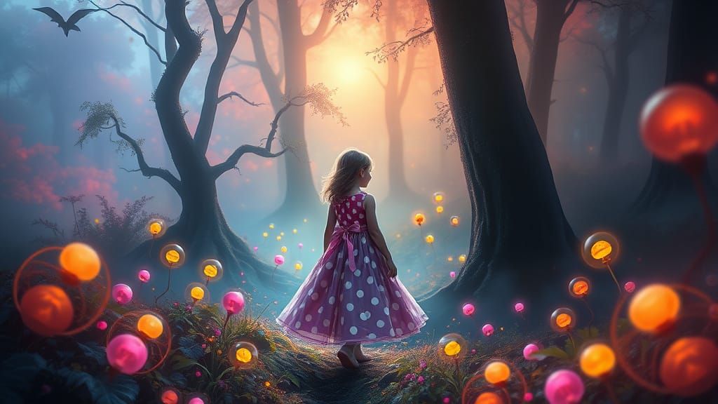 Girl in Ethereal Forest, Encaustic Alcohol Ink