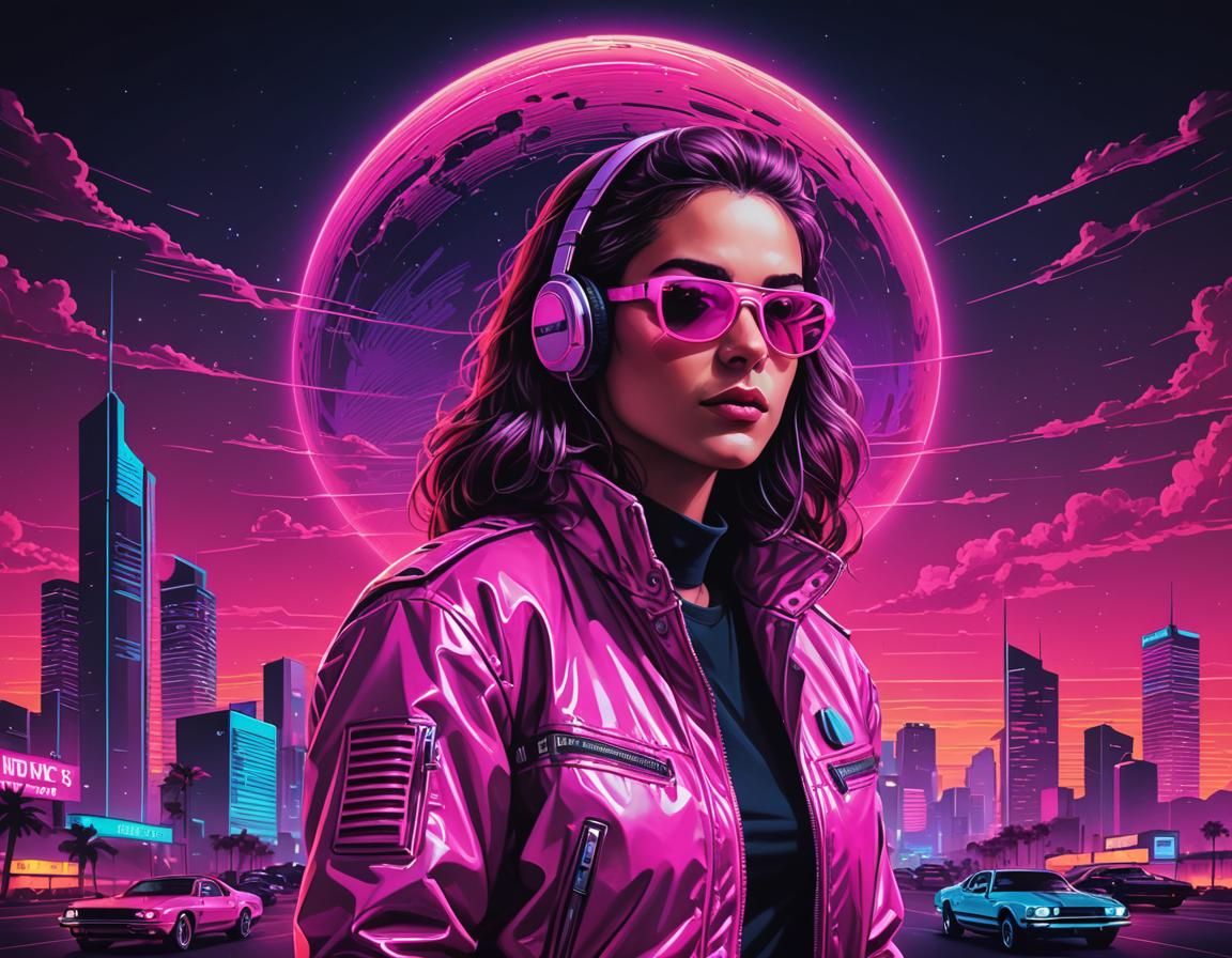 Synthwave Neon Retro Mustangue