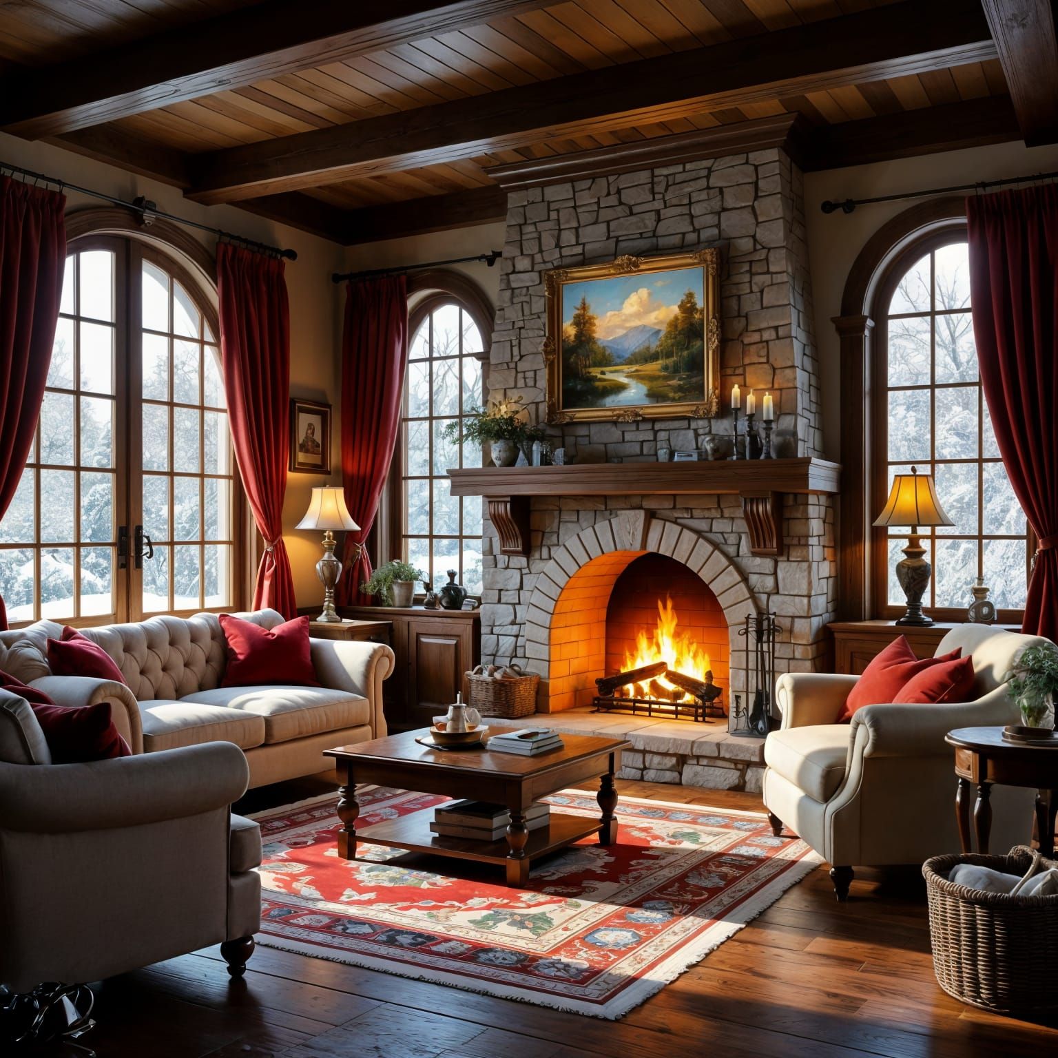 Cozy Cottage Interior: Hyperdetailed Digital Illustration