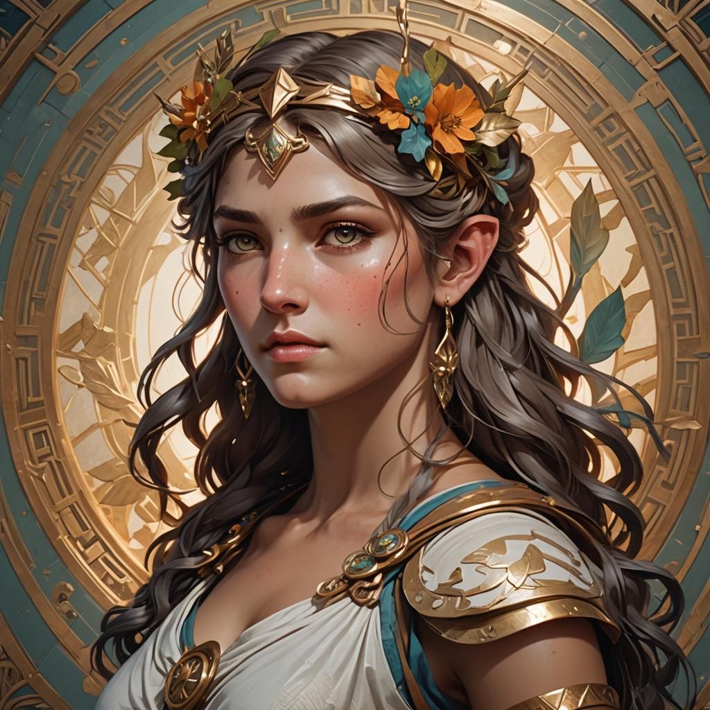 Artemis Portrait in Art Nouveau Style