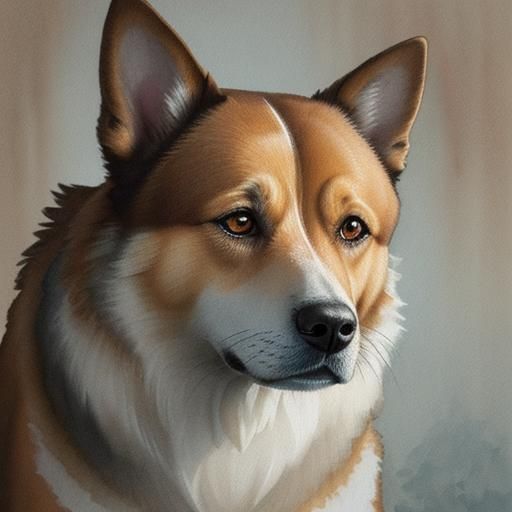 Heart-wrenching Watercolor Portrait of a Sad Dog