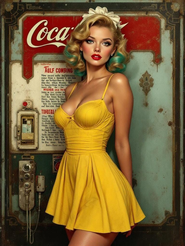 Vintage Pin-Up in Baroque Style