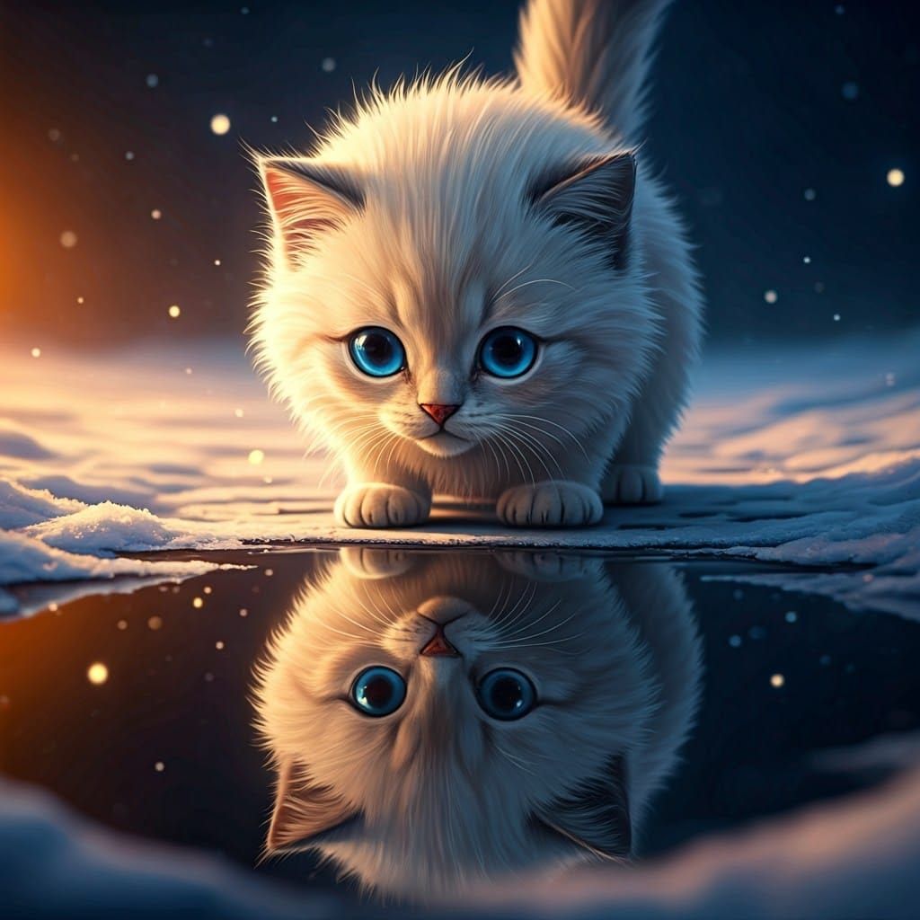 Cat's Reflection Reveals a Majestic Lion
