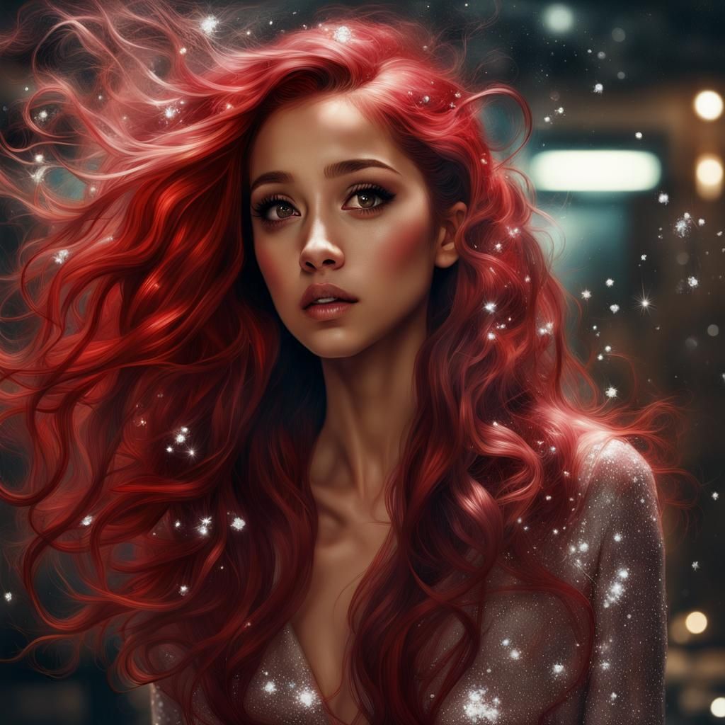 Glittering Red Hair Portrait in Hyperrealistic Style
