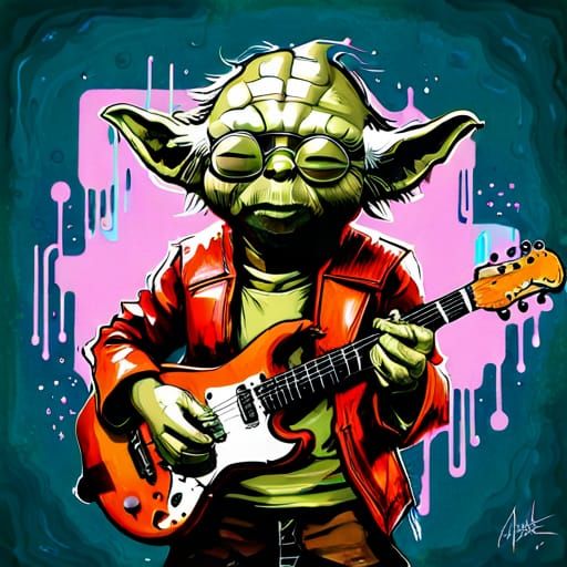 Yoda Rocks Out in Space: Digital Portrait