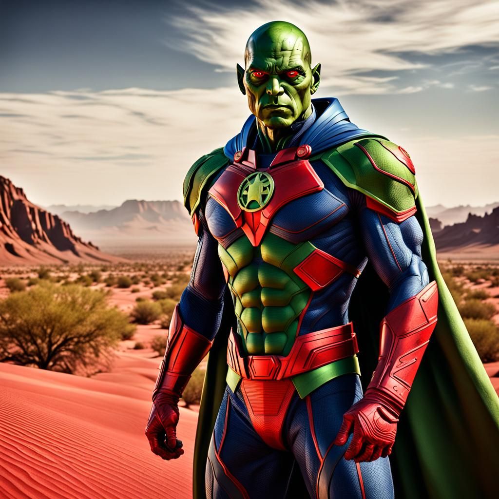 Martian Manhunter in Red Desert Landscape