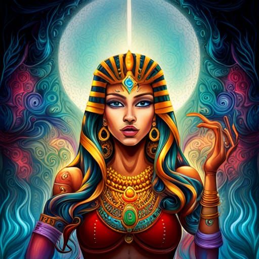 Egyptian Princess in Graffiti Street Art Style