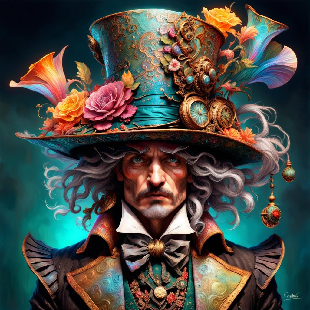 Maximalist Mad Hatter Hat with Exploding Colors
