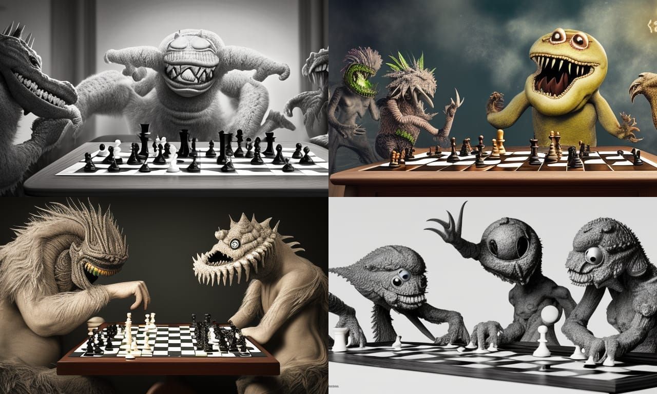 Monsters Playing Chess in Haeckel's Style