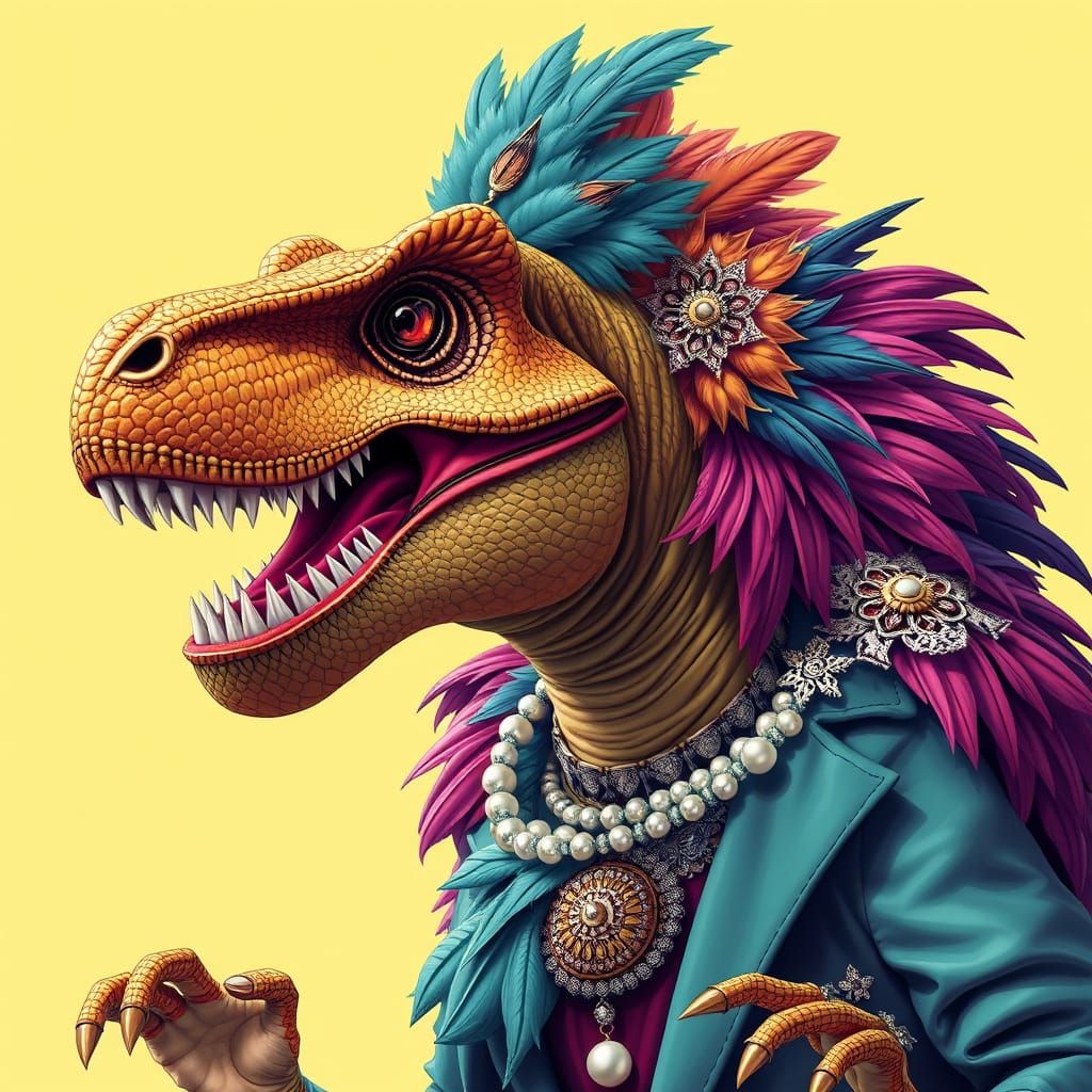 Tyrannosaurus Rex in Elegant, Flamboyant Attire