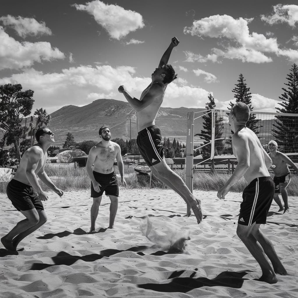 Beach Volleyball Victory in Hyperrealistic Photo