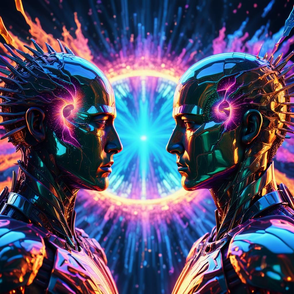 Twin Flames Separated by Dimensional Rift in Pixar Style