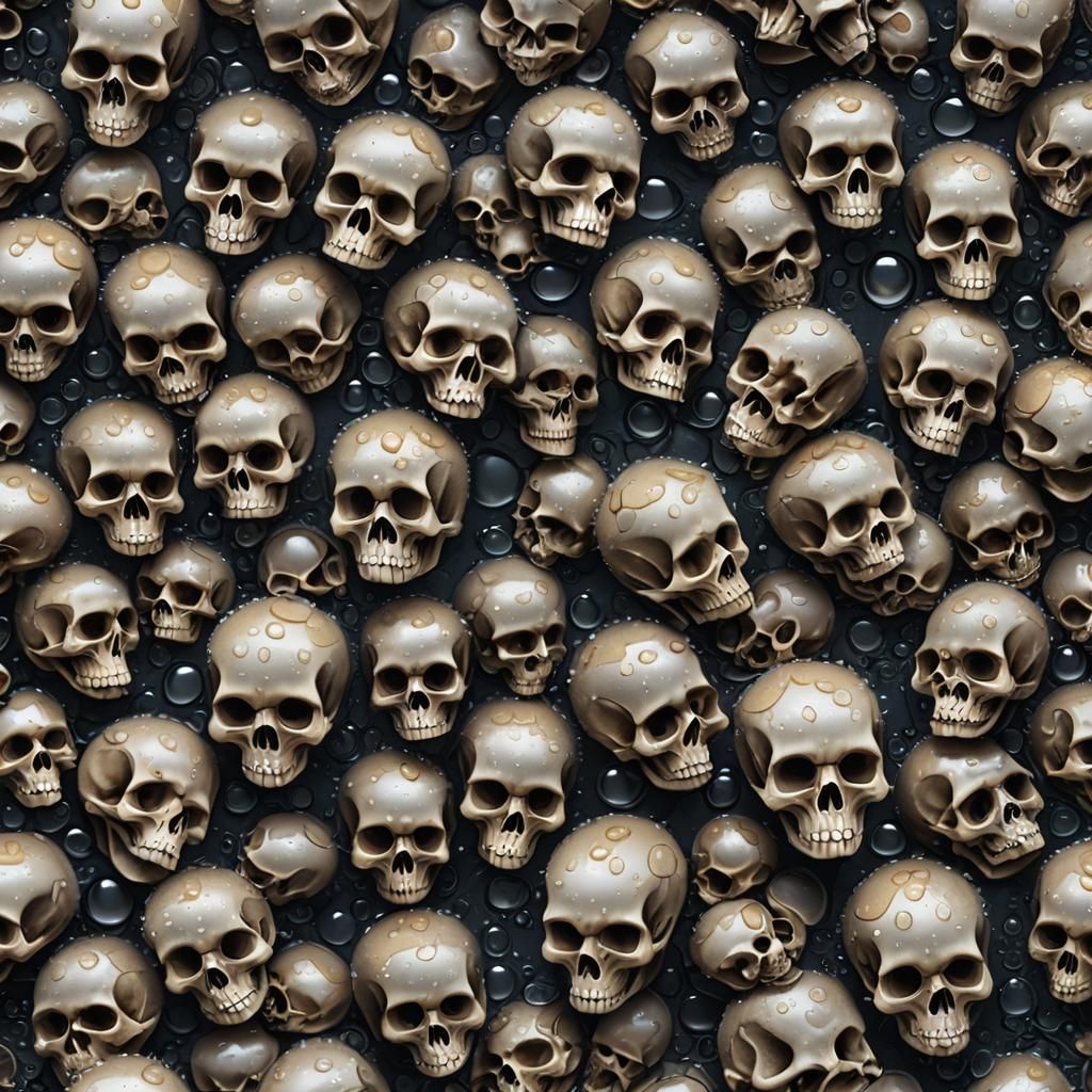 Hyperrealistic Dew Drops Shaped Like Skulls
