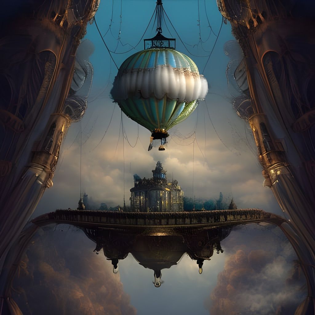 Victorian steampunk hot air balloon