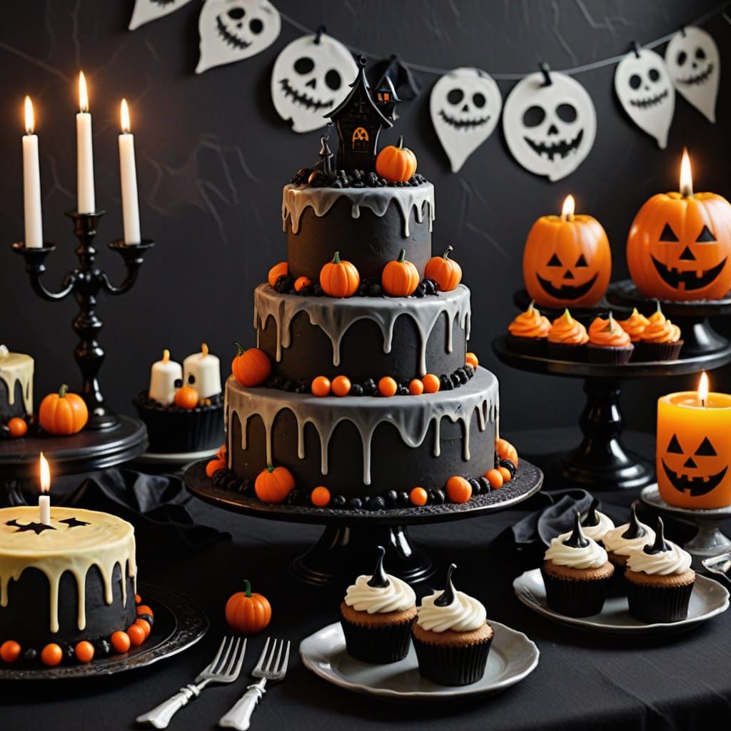 Spooky Birthday Celebration with Haunted Cakes and Eerie Dec...
