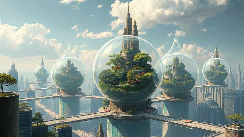 Futuristic Bubble Cityscape Inspired by Sacred Geometry