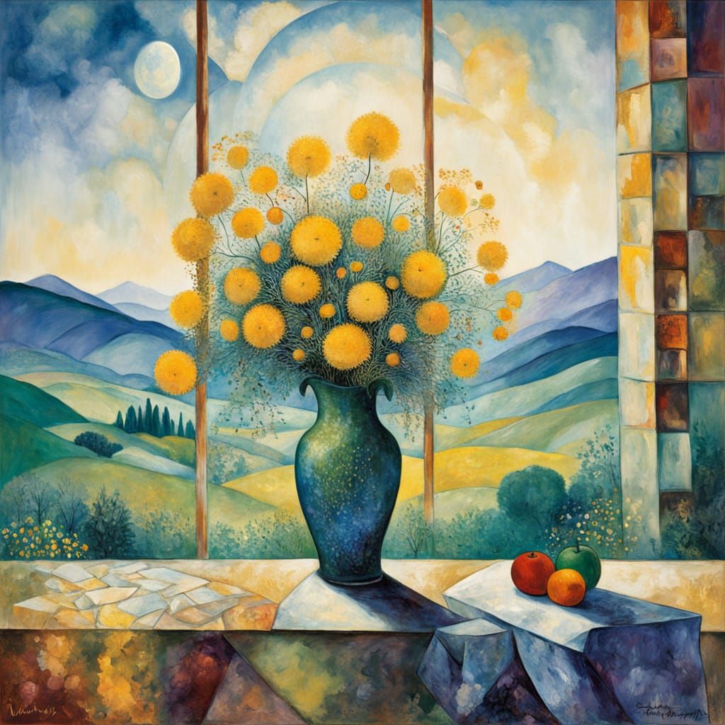 Golden Dandelions in a Dreamy Landscape