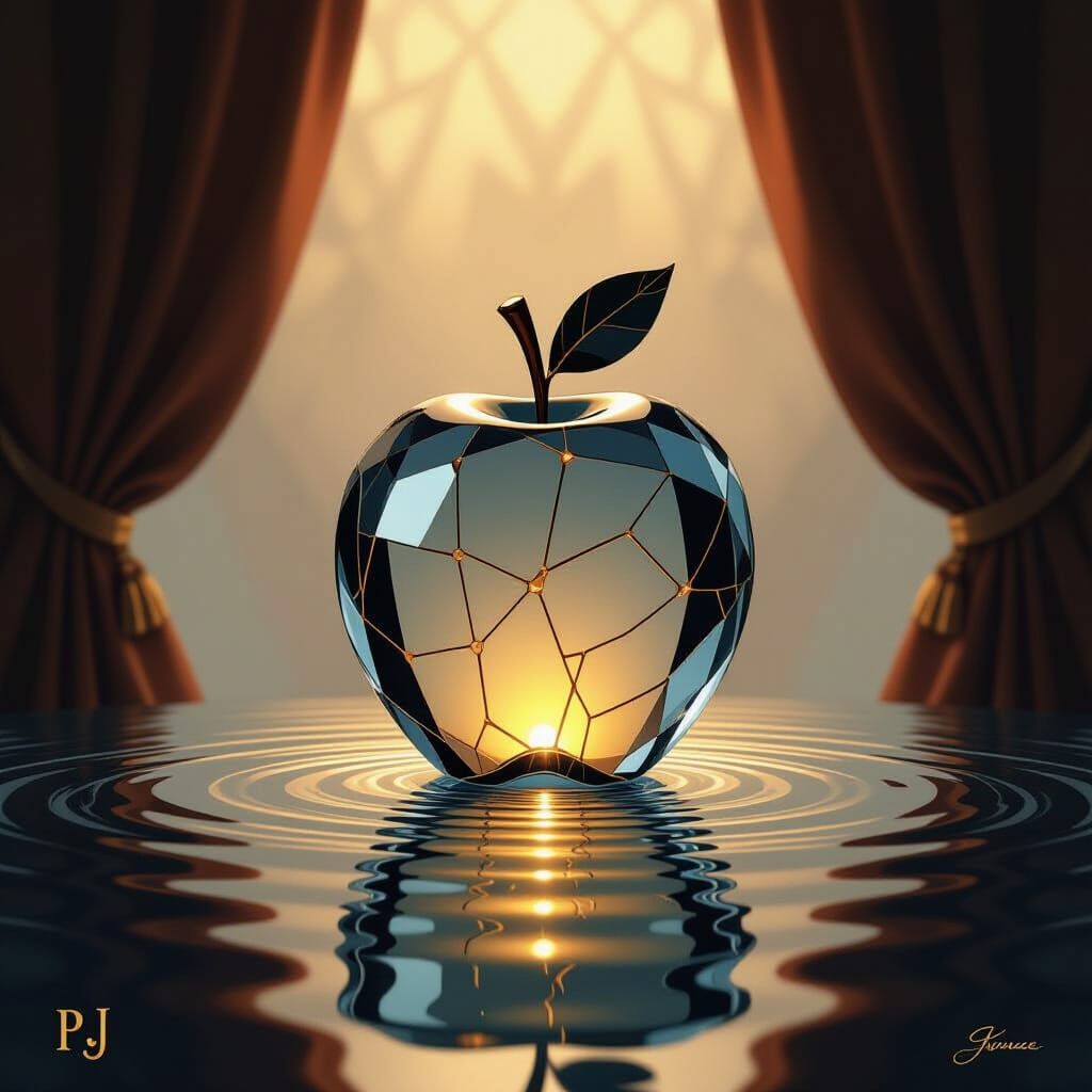Crystal Apple Digital Painting in Art Nouveau Style