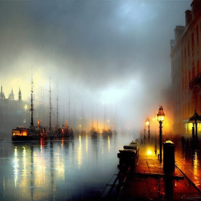 Foggy Day on the Thames: A Detailed Painting