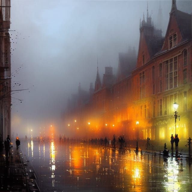 Foggy Day on the Thames: Old London Painting