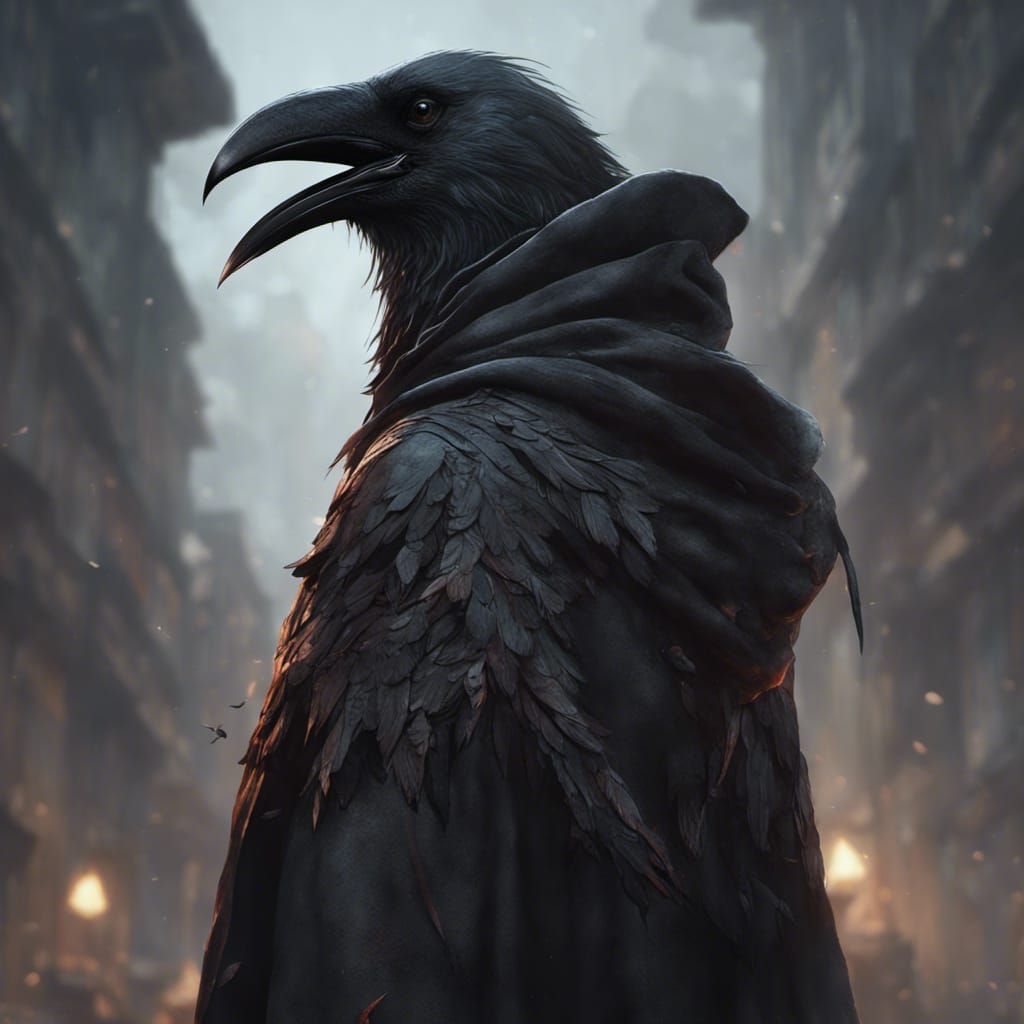 Crow Humanoid in Dark Fantasy Style