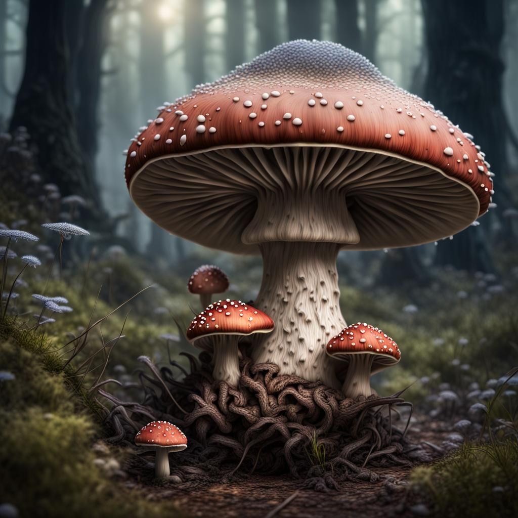 Fantasy Hades Toadstool Releasing Spores