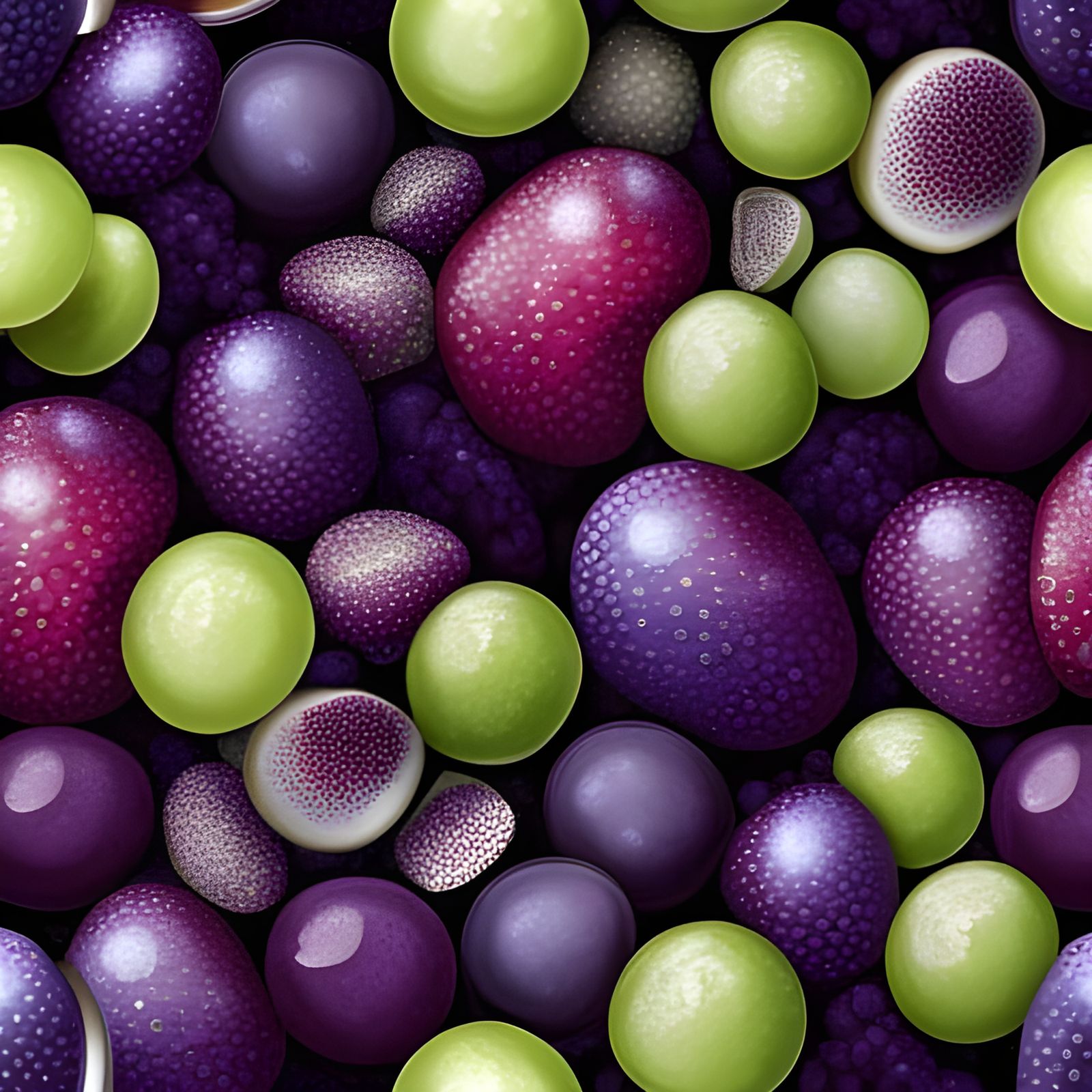 Fresh Grapes Seamless Background with Water Droplets