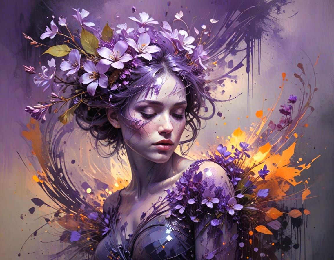 Whimsical Lilac Bloom in Dreamlike Grunge Style